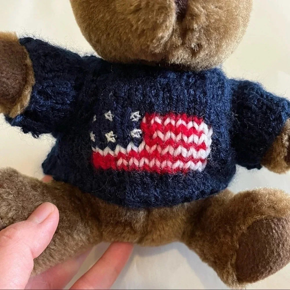 Goffa Teddy Bear Brown American Flag Sweater Plush Stuffed Animal Toy USA - Picture 2 of 7
